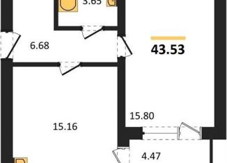 Продаю 1-комнатную квартиру, 43.5 м2, Калининград, Ленинградский район, улица Героя России Катериничева, 9к2