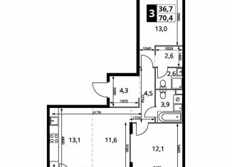 Продаю 2-комнатную квартиру, 70.4 м2, Химки