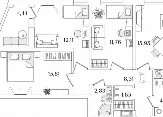 Продам трехкомнатную квартиру, 74.5 м2, Санкт-Петербург, метро Пролетарская, Октябрьская набережная, 116