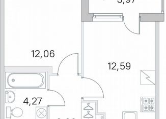 Продам однокомнатную квартиру, 34.9 м2, посёлок Шушары