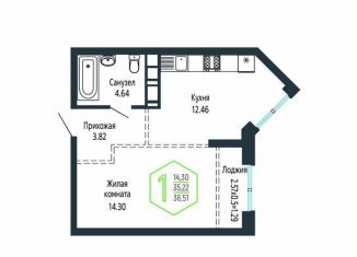 Продажа 1-комнатной квартиры, 36.5 м2, Краснодар, микрорайон Черемушки, Обрывная улица