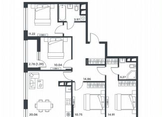 Продам 4-ком. квартиру, 89.6 м2, посёлок городского типа Отрадное, Лесная улица, к27