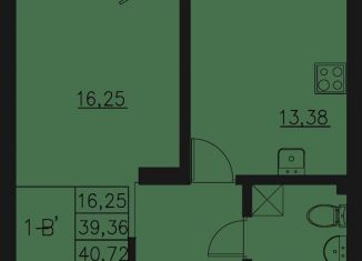 Продам 1-комнатную квартиру, 40.7 м2, Казань