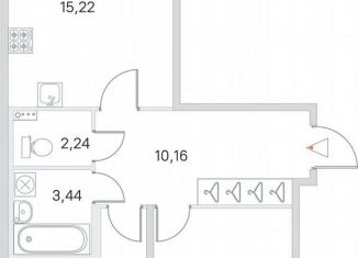 2-комнатная квартира на продажу, 60.3 м2, посёлок Стрельна, ЖК Любоград