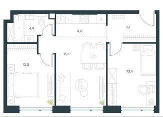 Продам 3-комнатную квартиру, 58.2 м2, Москва