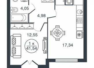 Продам 1-ком. квартиру, 41.5 м2, Тверская область