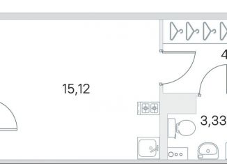 Продается квартира студия, 27.1 м2, посёлок Стрельна, проспект Будённого, 24к5