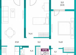 Продается 2-ком. квартира, 70.7 м2, Симферополь, улица Воровского, 24