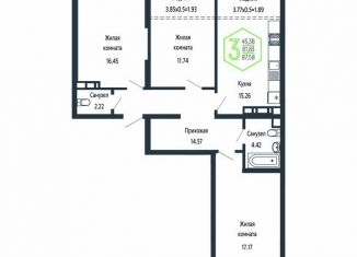 Продается 3-ком. квартира, 87.6 м2, Краснодар, микрорайон Черемушки, Обрывная улица