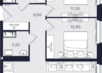 Продается 3-ком. квартира, 61.4 м2, Санкт-Петербург, проспект Большевиков, уч3, Невский район