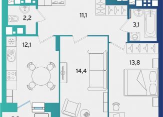 Продам 2-ком. квартиру, 58.2 м2, Удмуртия, улица Архитектора П.П. Берша, 44