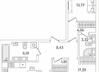 Продаю 3-комнатную квартиру, 87.1 м2, Санкт-Петербург, метро Пролетарская, Октябрьская набережная, 116