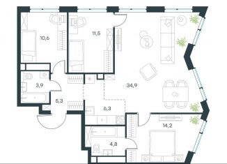 Продажа 4-комнатной квартиры, 91.5 м2, Москва, метро Мичуринский проспект