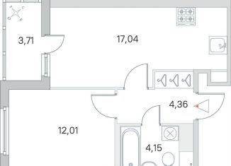 Продажа 1-комнатной квартиры, 39.4 м2, городской посёлок Янино-1