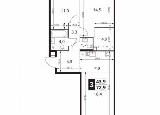 Продам 2-комнатную квартиру, 72.9 м2, Москва, метро Черкизовская