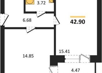 Продается 1-комнатная квартира, 42.9 м2, Калининград, Московский район