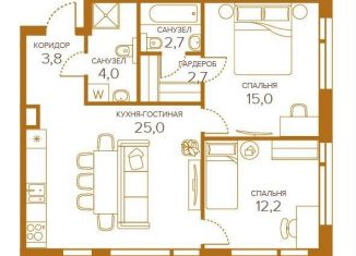 Продажа 2-ком. квартиры, 65.4 м2, Москва, жилой комплекс Шампайн, к3