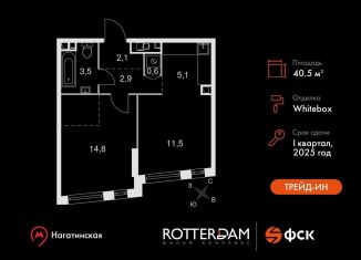 1-комнатная квартира на продажу, 40.5 м2, Москва, Варшавское шоссе, 37Ак2