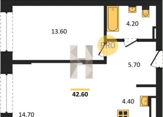 Продам 2-комнатную квартиру, 42.6 м2, Новосибирск, метро Золотая Нива