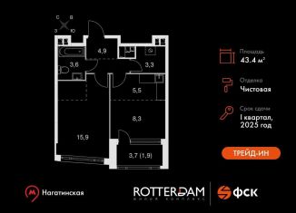 Продажа однокомнатной квартиры, 43.4 м2, Москва, Варшавское шоссе, 37Ак3