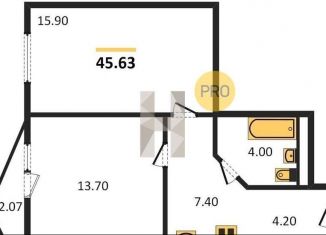 Продаю 2-ком. квартиру, 45.6 м2, Ростов-на-Дону, проспект Космонавтов, 1В