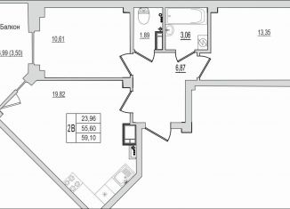 Продается 2-ком. квартира, 59.1 м2, Псковская область, Линейная улица, 85