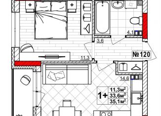 1-ком. квартира на продажу, 35.1 м2, Нижний Новгород, метро Парк Культуры