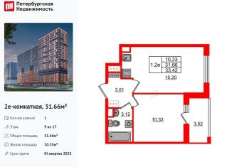 Продажа 1-комнатной квартиры, 31.7 м2, Ленинградская область