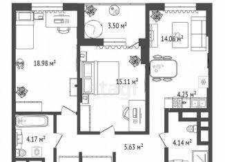 Продаю 3-комнатную квартиру, 65.7 м2, Тюмень, Центральный округ