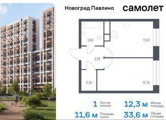 Продаю однокомнатную квартиру, 33.6 м2, Балашиха, жилой квартал Новоград Павлино, к8