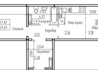 Продам 2-комнатную квартиру, 49.7 м2, рабочий посёлок Краснообск, 3-й микрорайон, 12Б