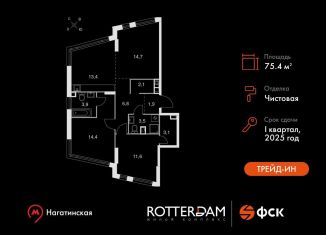 Продам 3-комнатную квартиру, 75.4 м2, Москва, Варшавское шоссе, 37Ак3, район Нагатино-Садовники