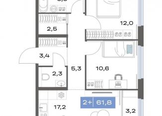 Продается двухкомнатная квартира, 61.8 м2, Екатеринбург