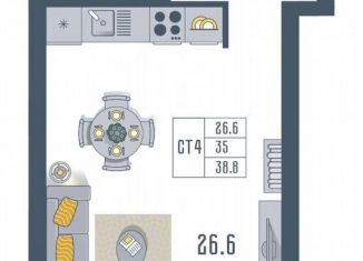 Продается квартира студия, 38.8 м2, Астрахань, Моздокская улица, 40/1