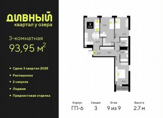 Продается трехкомнатная квартира, 94 м2, Тюмень, Центральный округ