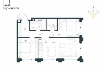 Продажа 3-комнатной квартиры, 65.1 м2, Москва