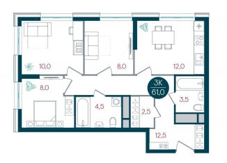 Продажа трехкомнатной квартиры, 61 м2, Москва, метро Кантемировская