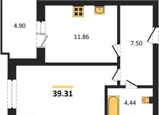 Продается 1-комнатная квартира, 39.3 м2, поселок Васильково