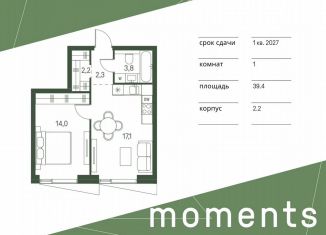 Продажа 1-ком. квартиры, 39.4 м2, Москва, метро Войковская, жилой комплекс Моментс, к2.2