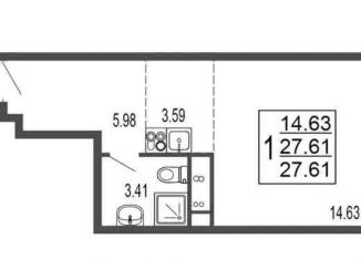 Квартира на продажу студия, 27.6 м2, Лыткарино, 6-й микрорайон, 15Д