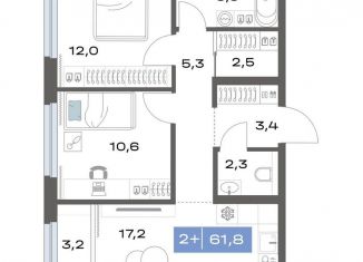 Продажа 2-комнатной квартиры, 61.8 м2, Екатеринбург, метро Чкаловская