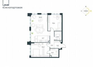 Продается 3-ком. квартира, 74.6 м2, Москва, жилой комплекс Левел Южнопортовая, 3