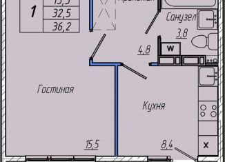 Продается однокомнатная квартира, 36.2 м2, Кемерово, Притомский проспект, 30Б, Центральный район