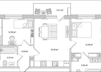 Продажа 2-комнатной квартиры, 59.4 м2, Санкт-Петербург, метро Выборгская, Белоостровская улица, 10к2