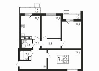 Продам 3-комнатную квартиру, 89.2 м2, деревня Пирогово