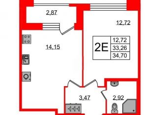 Продаю 1-ком. квартиру, 34.7 м2, Санкт-Петербург, метро Звёздная, Среднерогатская улица, 11к2