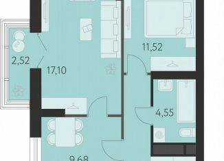 Продается 2-ком. квартира, 52.7 м2, Екатеринбург, метро Чкаловская, улица Академика Ландау, 43