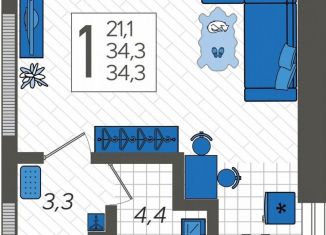 Продается квартира студия, 34.3 м2, Краснодарский край, улица Искры, 88к3