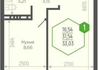 1-ком. квартира на продажу, 32.5 м2, Краснодар, Прикубанский округ, Черкасская улица, 58/2