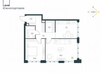 Продается 2-ком. квартира, 60 м2, Москва, ЮВАО, жилой комплекс Левел Южнопортовая, 3